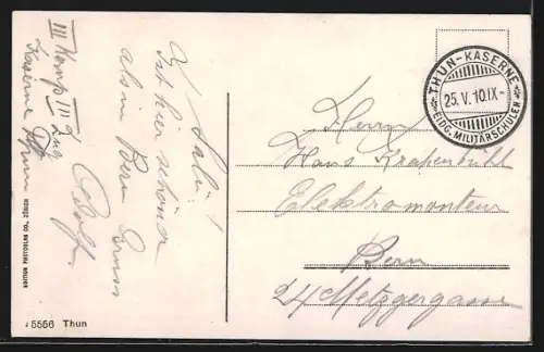 AK Thun, Uferpartie mit Blick zur Kirche