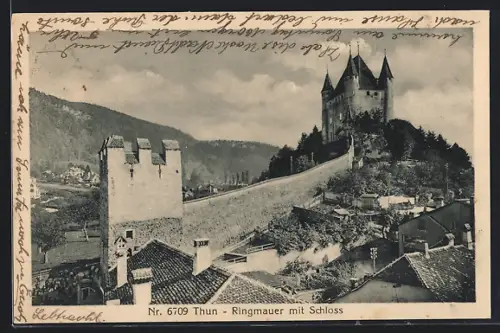 AK Thun, Ringmauer mit Schloss
