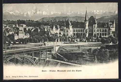AK Bern, Historisches Museum u. die Alpen