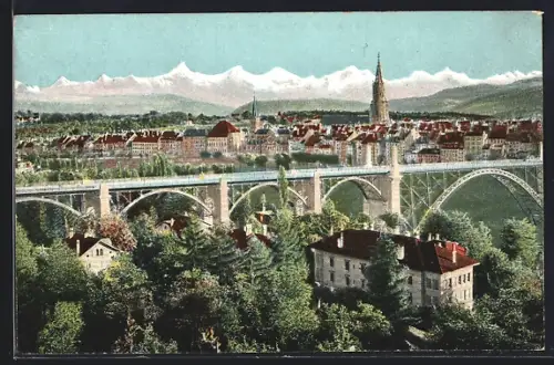 AK Bern, Panorama mit Berner Alpen vom Kursaal Schänzli aus