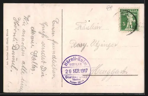 AK Hörnli-Kulm, Kühe auf der Weide am Gasthaus im Tösstal