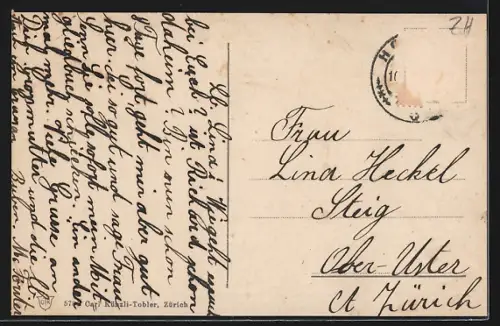 AK Horgen, Teilansicht mit Fontäne