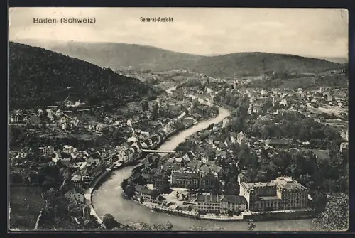 AK Baden, Generalansicht aus der Vogelschau