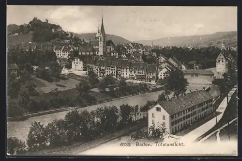 AK Baden, Totalansicht mit Flusspartie