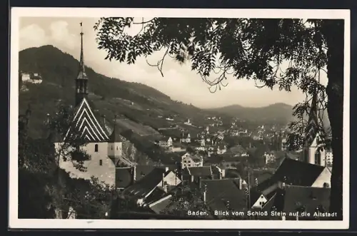 AK Baden, Blick auf die Altstadt von Schloss Stein