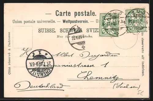 AK Zug, Teilansicht mit Kirche