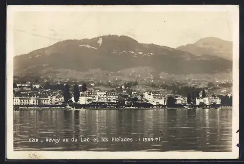 AK Vevey, Panorama vu du Lac et les Pleiades