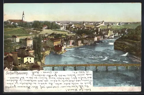 AK Schaffhausen, Teilansicht mit Brücke