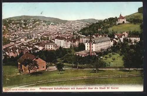 AK St. Gallen, Restaurant Scheffelstein mit Aussicht über den Ort