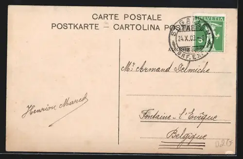 AK St. Gallen, Restaurant Scheffelstein mit Aussicht über den Ort