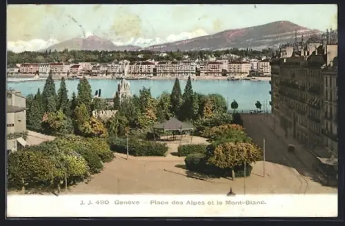 AK Genève, Place des Alpes et le Mont-Blanc