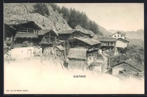 AK Gietroz, Blick auf die alten Holzhäuser
