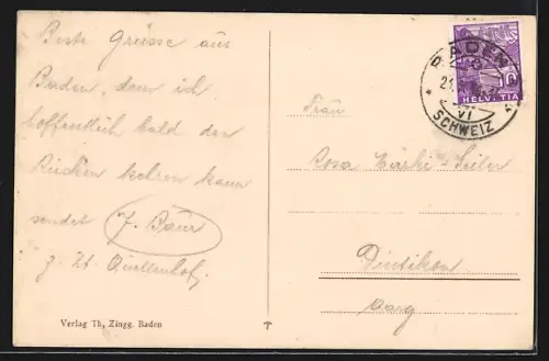 AK Baden, Teilansicht aus der Vogelschau