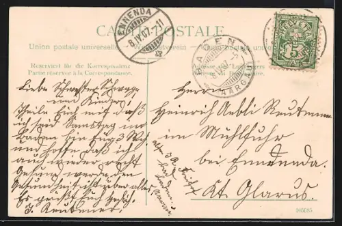 AK Baden, Teilansicht mit Brücke