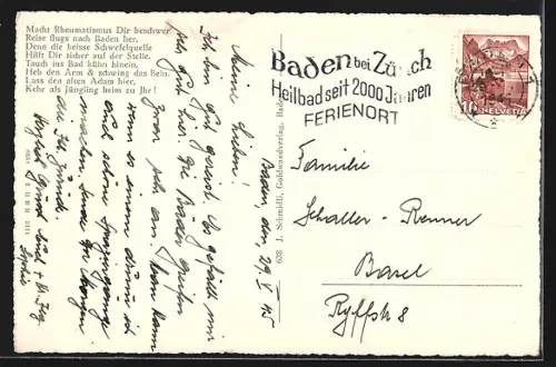 AK Baden b. Zürich, Teilansicht, Schwimmbad, Frau mit Springseil
