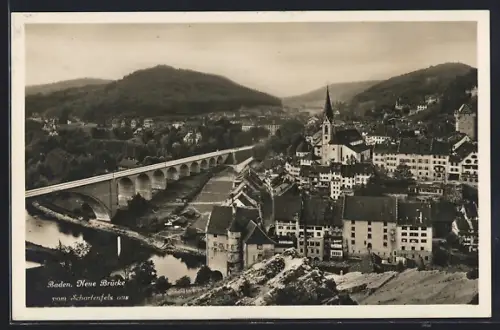 AK Baden, Neue Brücke vom Schartenfels aus gesehen