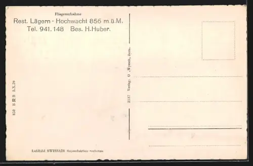 AK Lägern-Hochwacht, Restaurant von H. Huber, Fliegeraufnahme