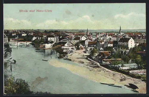 AK Neu-Ulm, Teilansicht mit Brücke