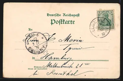 AK Helgoland, Totalansicht der Insel, Steilküste mit Langer Anna