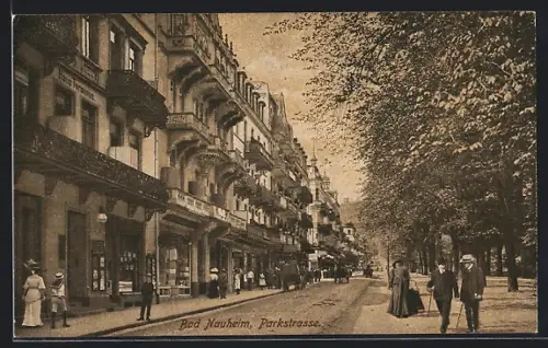 AK Bad Nauheim, Parkstrasse mit Geschäften
