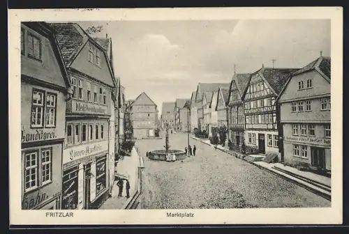 AK Fritzlar, Marktplatz mit Geschäften
