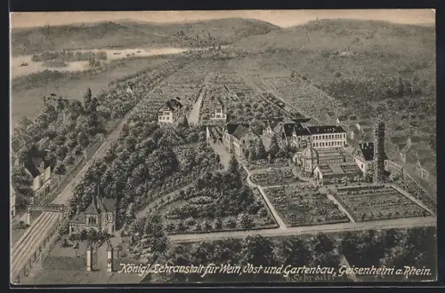 Künstler-AK Geisenheim a. Rhein, Königl. Lehranstalt für Wein, Obst und Gartenbau