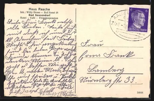 AK Bad Sassendorf, Hotel Haus Rasche, Innenansicht, Garten