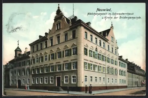 AK Neuwied, Mädchenanstalt mit Schwesternhaus und Kirche der Brüdergemeinde
