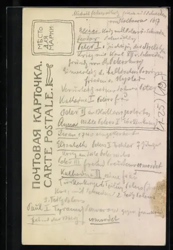 AK Adel von Russland, Zar Nikolaus II., Ekatherina I., Peter I.