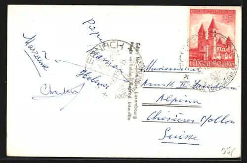 AK Echternach, Hotel Universel et Cheval Blanc, Aussen- u. Innenansichten