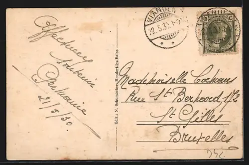 AK Vianden, Strassenpartie mit Blick zur Burg