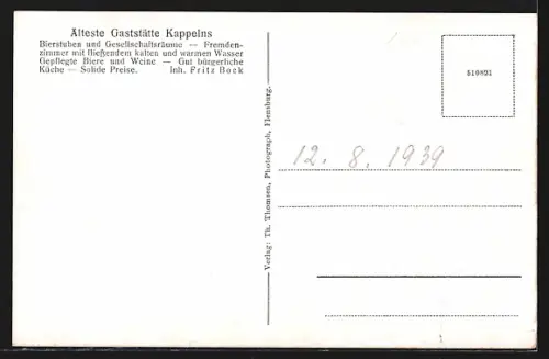 AK Kappeln / Schlei, Gasthaus Alter Ratskrug, Innenansicht, um 1939