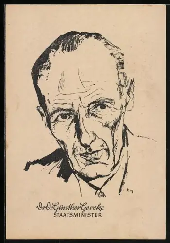 AK Staatsminister Dr. Dr. Günther Gereke im Porträt, Wahl zum Bundestag 1949, Wahlspende für die CDU-Niedersachsen