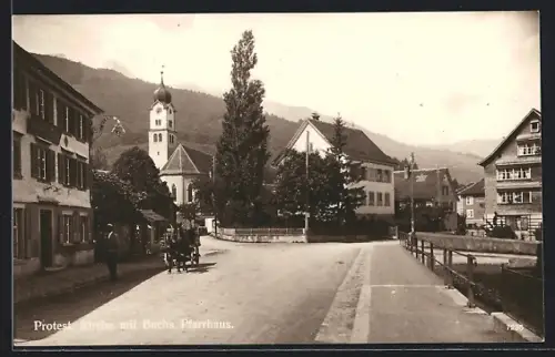 AK Buchs /SG, Protestantische Kirche mit Pfarrhaus