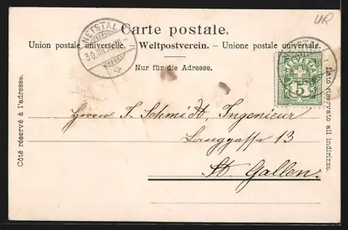 AK Spiringen, Strassenpartie mit Kindern und Kirchblick