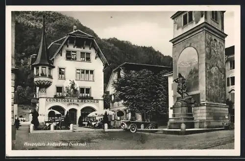 AK Altdorf, Konditorei A. Renner, Hauptplatz, Denkmal, Café