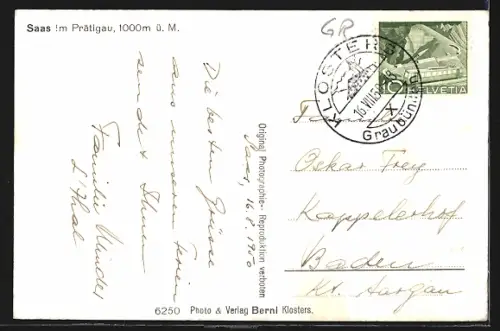 AK Saas im Prättigau, Gesamtansicht mit Kirche