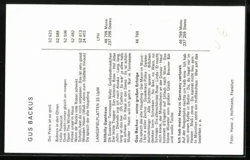 AK Musiker Gus Backus mit Schäferhund, Autograph