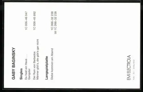 AK Sängerin Gaby Baginsky im Porträt, Autograph