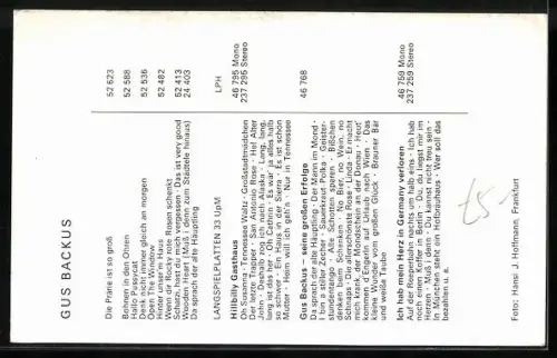 AK Musiker Gus Backus mit Schäferhund, Autograph