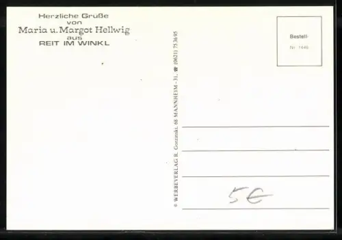 AK Maria & Margott Hellwig in Tracht, Autograph