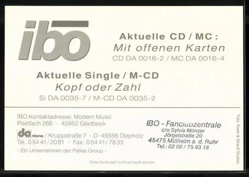 AK Musiker Ibo im Jeanshemd, Autograph