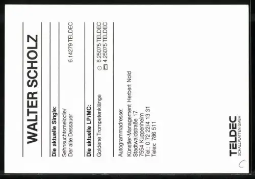 AK Musiker Walter Scholz mit Trompete, Autograph