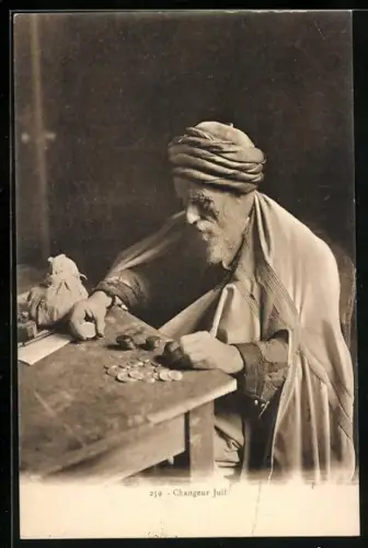 AK Jüdischer Geldwechsler am Tisch