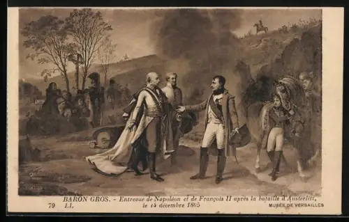 Künstler-AK Napoleon und Francois II bei Austerlitz 1805