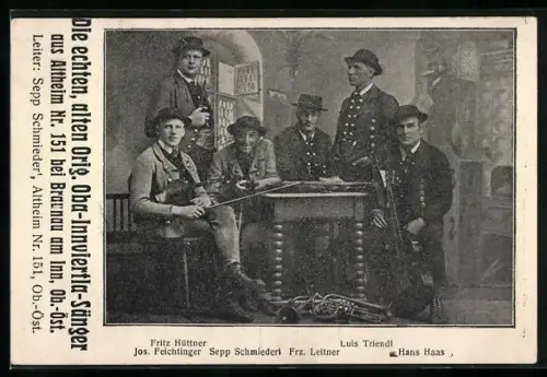 AK Altheim bei Braunau am Inn, Oba-Innviertla-Sänger, Trachtengruppe mit Instrumenten