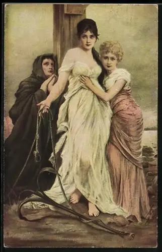 AK Glaube, Liebe, Hoffnung, Drei Frauen mit Anker