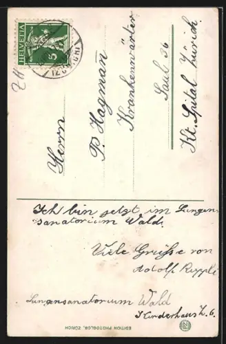 AK Wald /ZH, Sanatorium mit Birke