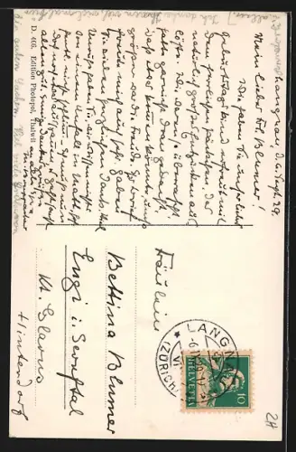 AK Langnau a. A., Totalansicht mit Strasse aus der Vogelschau