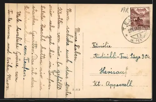 AK Teufen /App., Schwimmbad mit Gebäuden und Brücke aus der Vogelschau